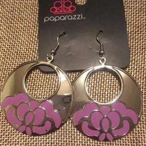 Purple and Silver tone earrings